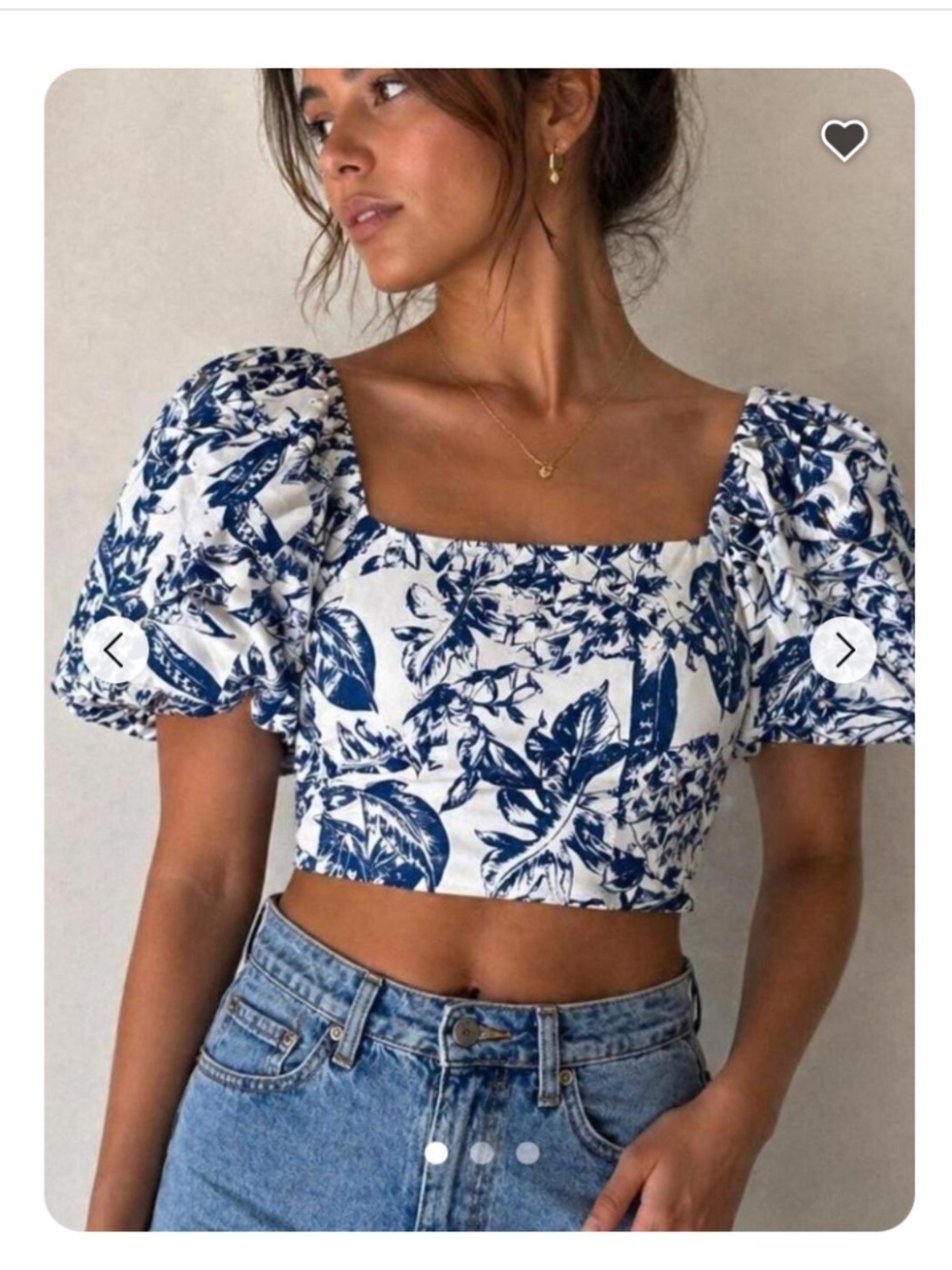 Abercrombie & Fitch Tropical Puff Sleeve Crop Top